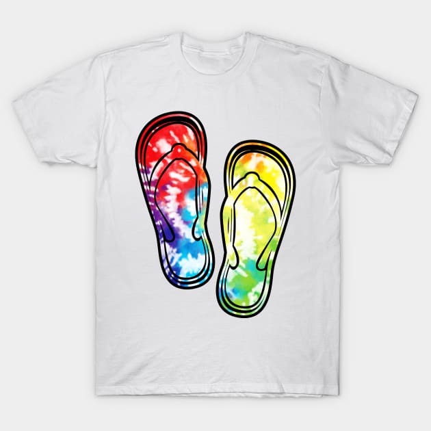 Tie Dye Flip Flops Summer T-Shirt by lunamoonart